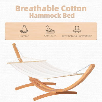 Outsunny Outdoor Garden Hammock with Wooden Stand Swing Hanging Bed for Patio White 