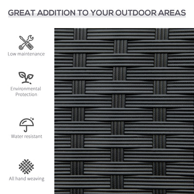 Outsunny 2 Seater Poly Rattan Garden Bench, All Weather Wicker Garden Loveseat, Outdoor Seating Bench with 240 Load Capacity, Backrest and Armrests for Patio, Terrace, Balcony, Black 