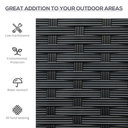 Outsunny 2 Seater Poly Rattan Garden Bench, All Weather Wicker Garden Loveseat, Outdoor Seating Bench with 240 Load Capacity, Backrest and Armrests for Patio, Terrace, Balcony, Black 
