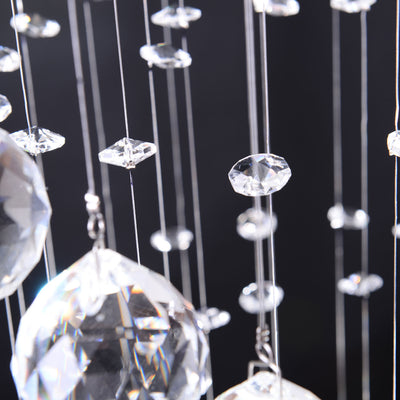 HOMCOM Modern Crystal Chandelier Ceiling Light Pendant Lamp Chrome Finish Glass Droplets New, Ф30 x 120cm 