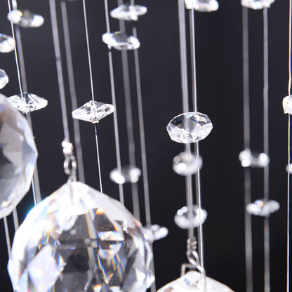 HOMCOM Modern Crystal Chandelier Ceiling Light Pendant Lamp Chrome Finish Glass Droplets New, Ф30 x 120cm 