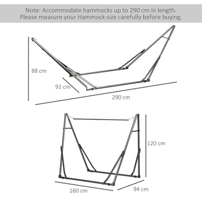 Outsunny Foldable Hammock Stand, Portable Hammock with Metal Frame, 2 in 1 Hammock Net Stand, Clothes Drying Rack, Load Capacity 120kg, for Patio, Garden, Yard, Black 