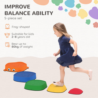 AIYAPLAY 5PCS Sensory Stepping Stones for Toddlers, Frog-Shaped Kids Stepping Stones Set with Anti-Slip Edging for Ages 2-8 