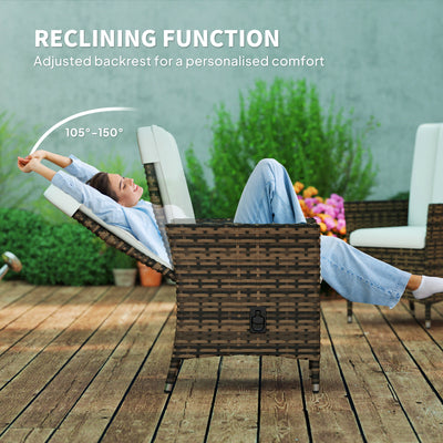 Outsunny 105°-150° Reclining Rattan Chair - Cream 