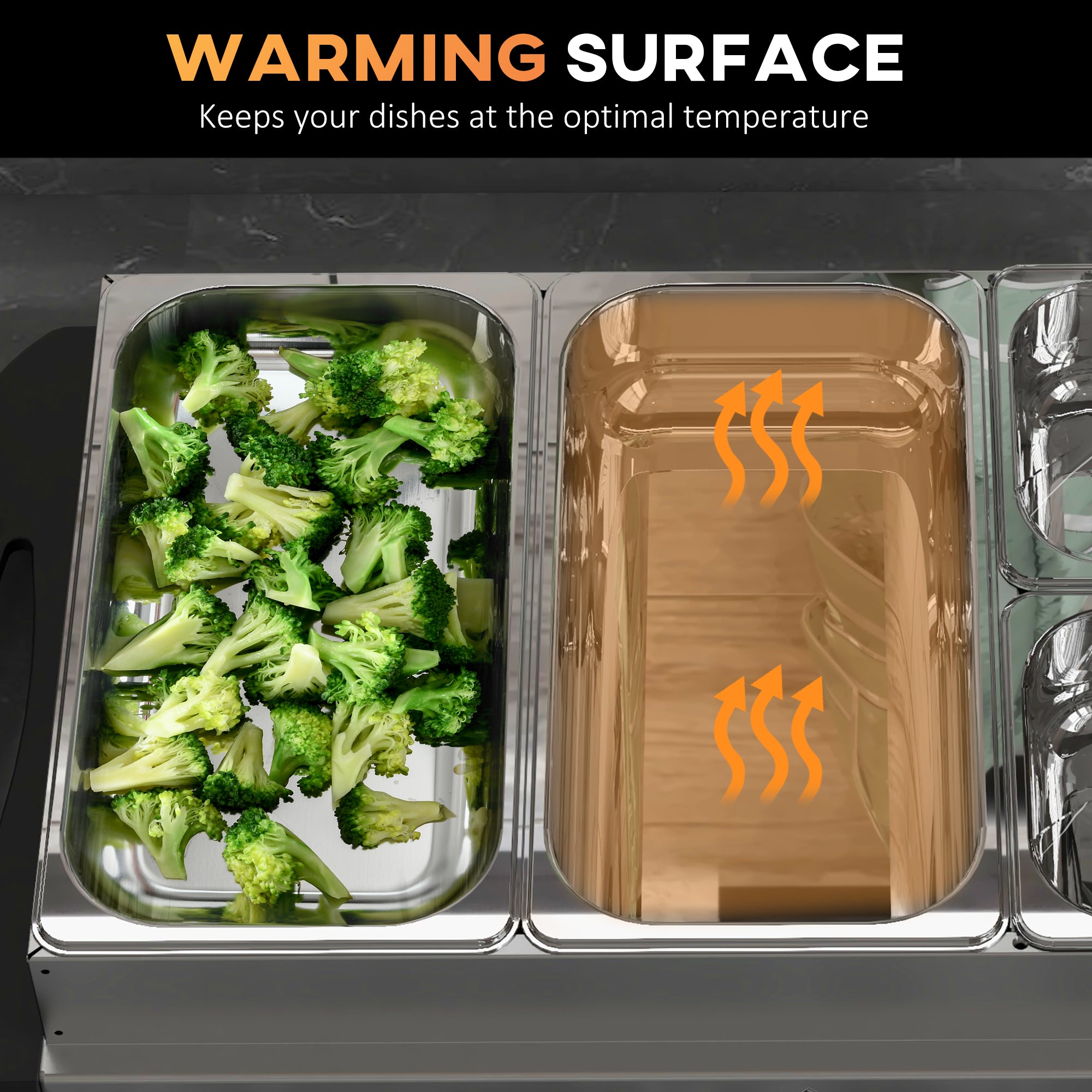 HOMCOM 4 Tray Electric Food Warmer Buffet Server with Warming Plate, Cool Touch Handles, Adjustable Temperature, 300W, 2 x 2.4L and 2 x 1L Pans 