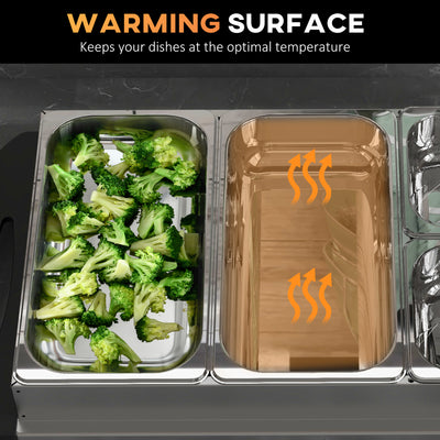 HOMCOM 4 Tray Electric Food Warmer Buffet Server with Warming Plate, Cool Touch Handles, Adjustable Temperature, 300W, 2 x 2.4L and 2 x 1L Pans 