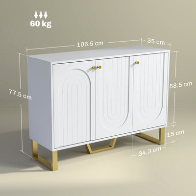 HOMCOM 3-Door Sideboard Storage Cabinet - White 