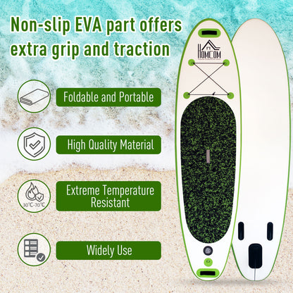 HOMCOM Inflatable Stand Up Paddle Board, 10' x 30" x 4", Non-Slip SUP, with ISUP Accessories, Hand Pump, 3 Fins, Adj Paddle for Youth Adult Beginners/Experts 