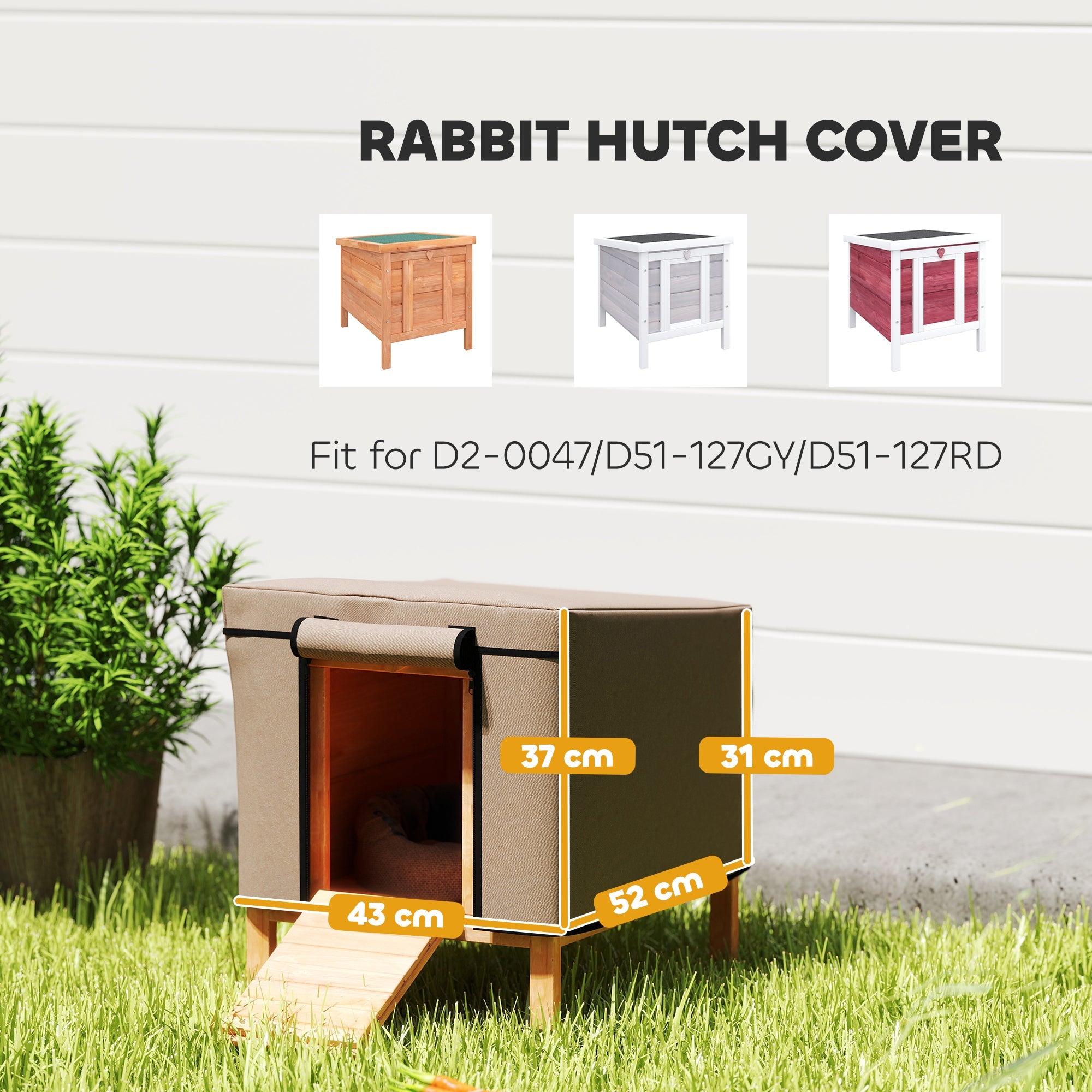 PawHut Waterproof Rabbit Hutch Cover for X-D2-0047 and Similar Model Rabbit Hutch, 43 x 52 x 37 cm, Brown 