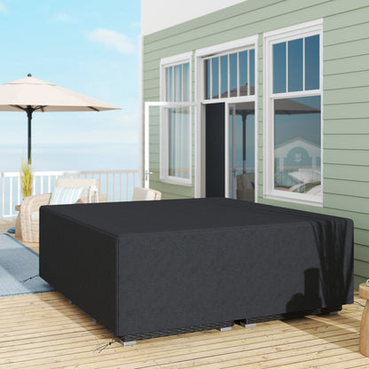 Outsunny 600D Oxford Outdoor Garden Furniture Sofa Set Cover, Waterproof Anti-UV Rattan Sun Lounger Protection Protector Cover, 225L x 210W x 70Hcm, Black 