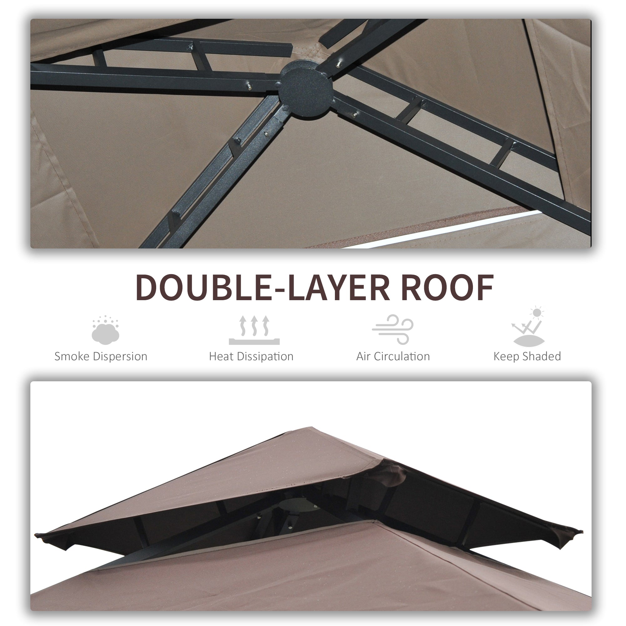 Outsunny 2.5 x 1.5m BBQ Tent Canopy Patio Outdoor Awning Gazebo Party Sun Shelter - Coffee 