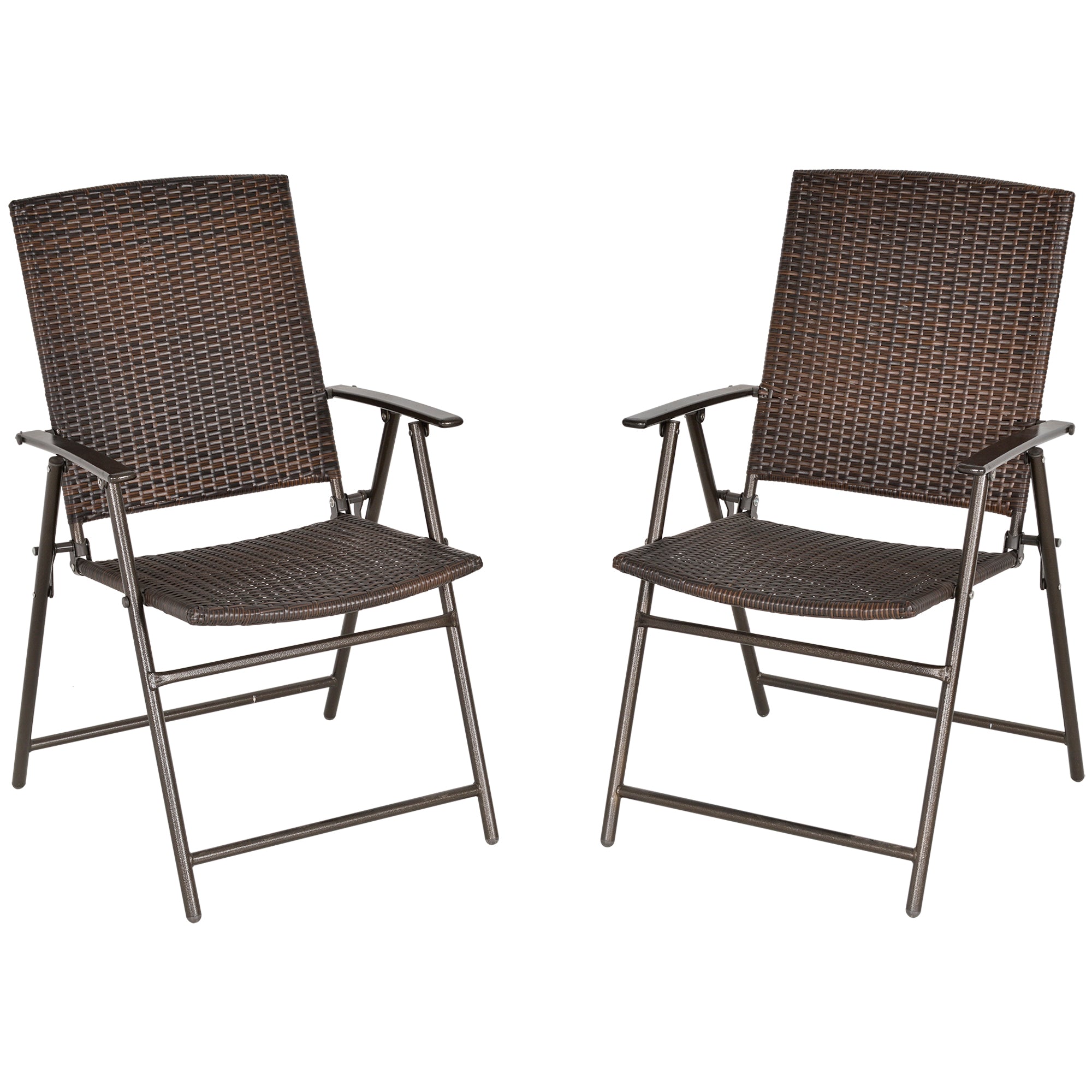 Outsunny Set of Two Folding Rattan Seat Chairs - Brown 