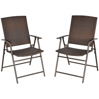 Outsunny Set of Two Folding Rattan Seat Chairs - Brown 