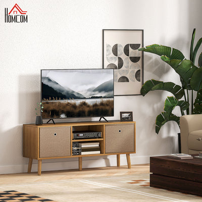 HOMCOM TV Cabinet Stand Unit for TVs up to 50'' with Foldable Drawers, Entertainment Centre for Living Room Brown 
