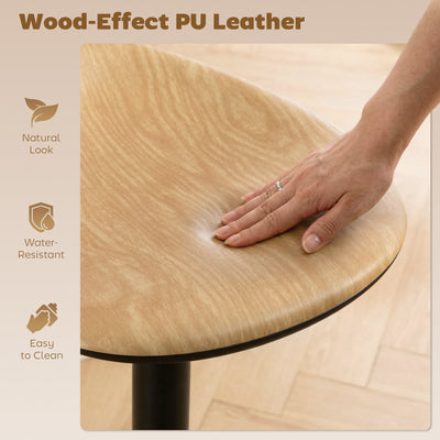HOMCOM Set of 2 Barstools PU Leather Kitchen Stools with Saddle Seat Height Adjustable Swivel Kitchen Chairs with Footrest Oak 
