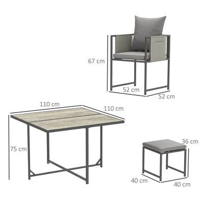 Outsunny Nine-Piece Steel Frame Garden Dining Set - Grey 
