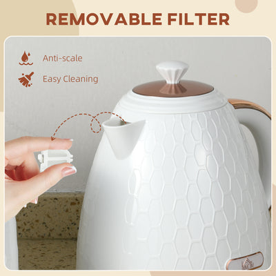 HOMCOM 3kW Rapid Boil Honeycomb Kettle - Cream 