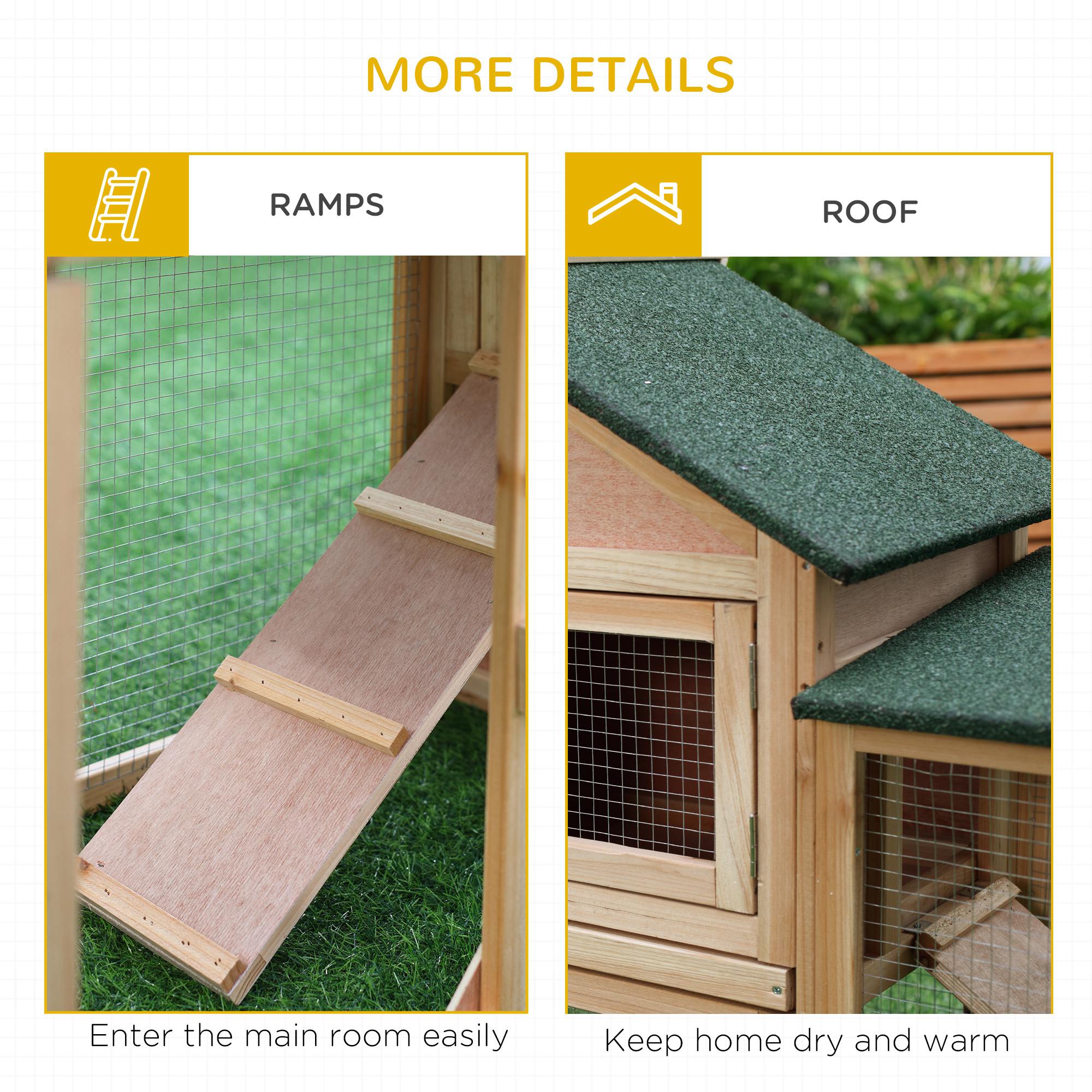 PawHut Large Rabbit Hutch Outdoor Wooden Guinea Pig Hutch with Run, 2 Storey Bunny House 210 x 45.5 x 84.5 cm 
