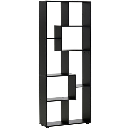 HOMCOM 8-Tier Freestanding Bookcase w/ Melamine Surface Anti-Tipping Foot Pads Home Display Storage Grid Stand Bedroom Living Room Furniture Modern Style - Black 