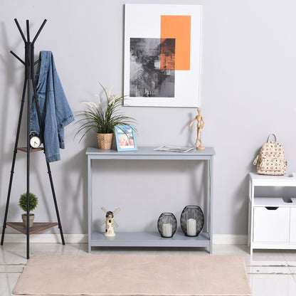 HOMCOM Console Table Hallway Desk w/Storage Shelf, X Design for Living Room Entryway, Grey 