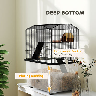 PawHut Three-Tier Gerbil Cage, Hamster Cage for Dwarf Hamster, Syrian Hamster w/ Wheels, Deep Bottom, Food Dish, Water Bottle 