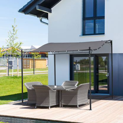 Outsunny 3x3m Freestanding Metal Wall Awning Canopy Grey 