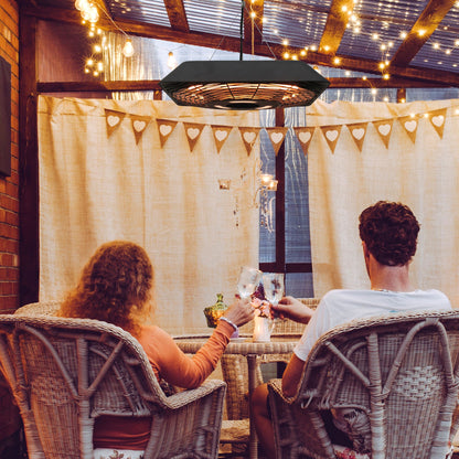 Outsunny 2000W Electric Hanging Patio Heater Ceiling Mounted Halogen Heating Indoor Outdoor with Remote Control Aluminium 