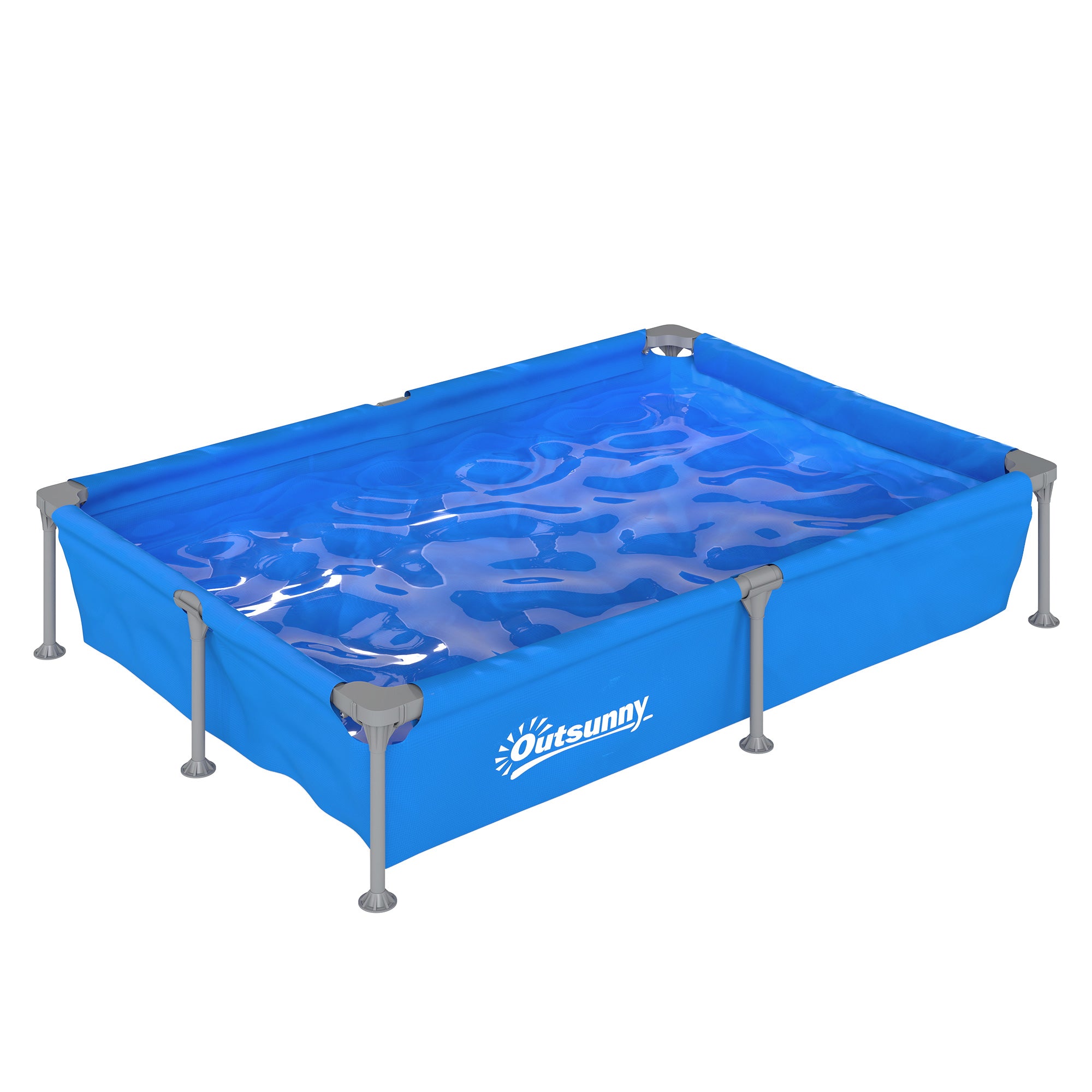 Outsunny Metal Frame Swimming Pool, Rectangular Above Ground Frame Pool with Repair Patch, 229 x 160 x 43 cm, Blue 