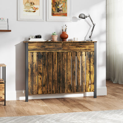 HOMCOM 93 x 119cm Rustic-Look Radiator Cover - Brown/Black 