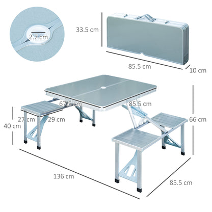 Outsunny Aluminum Portable Picnic Table Chair Set 