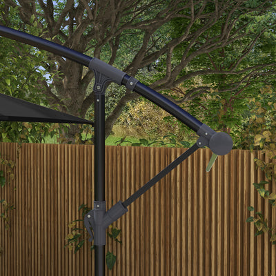 Outsunny 3m Cantilever Overhanging Parasol, with Cross Base - Black 