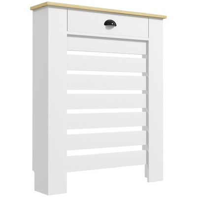 HOMCOM 95.5H x 78Wcm Radiator Cover, with Drawer - White 