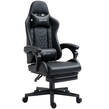 Vinsetto Computer Gaming Chair with Footrest, Video Gaming Chair for Adults with 130\'c2\'b0 Reclining Back, Desk Chair with Lumbar Support and Adjustable Height, Black