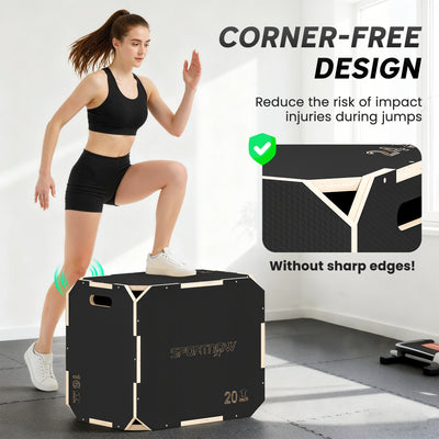 SPORTNOW Non-Slip Plyo Box, Corner-free Wooden Jump Box, 41 x 61 x 51 cm 