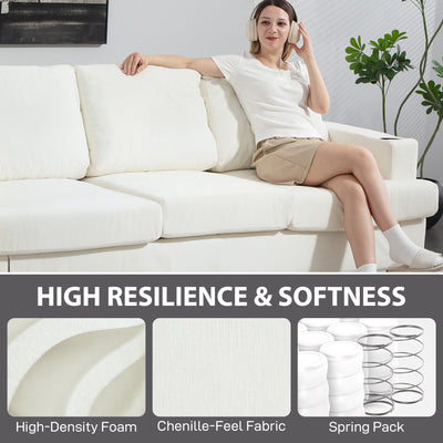 HOMCOM 3 Seater Sofa with USB Ports & Cup Holders - Cream White 