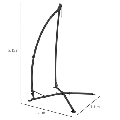 Outsunny Hammock Chair Stand, Hanging Heavy Duty Metal Frame Hammock Stand with Chain, for Hanging Hammock Air Porch Swing Chair, Egg Cahir, Indoor & Outdoor Use, Black 