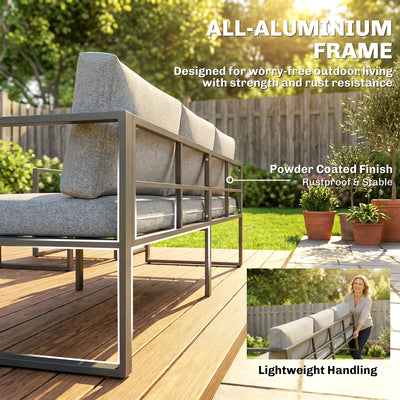 Outsunny 4 Piece Outdoor Garden Furniture Set, Patio Furniture with 3-Seater Sofa, Armchairs and Coffee Table 