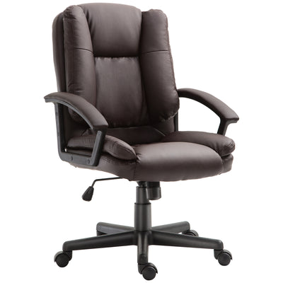 HOMCOM Office Chair, Computer Desk Chair, Mid Back Executive Chair with Adjustable Height and Swivel Rolling Wheels for Home Study, Brown 