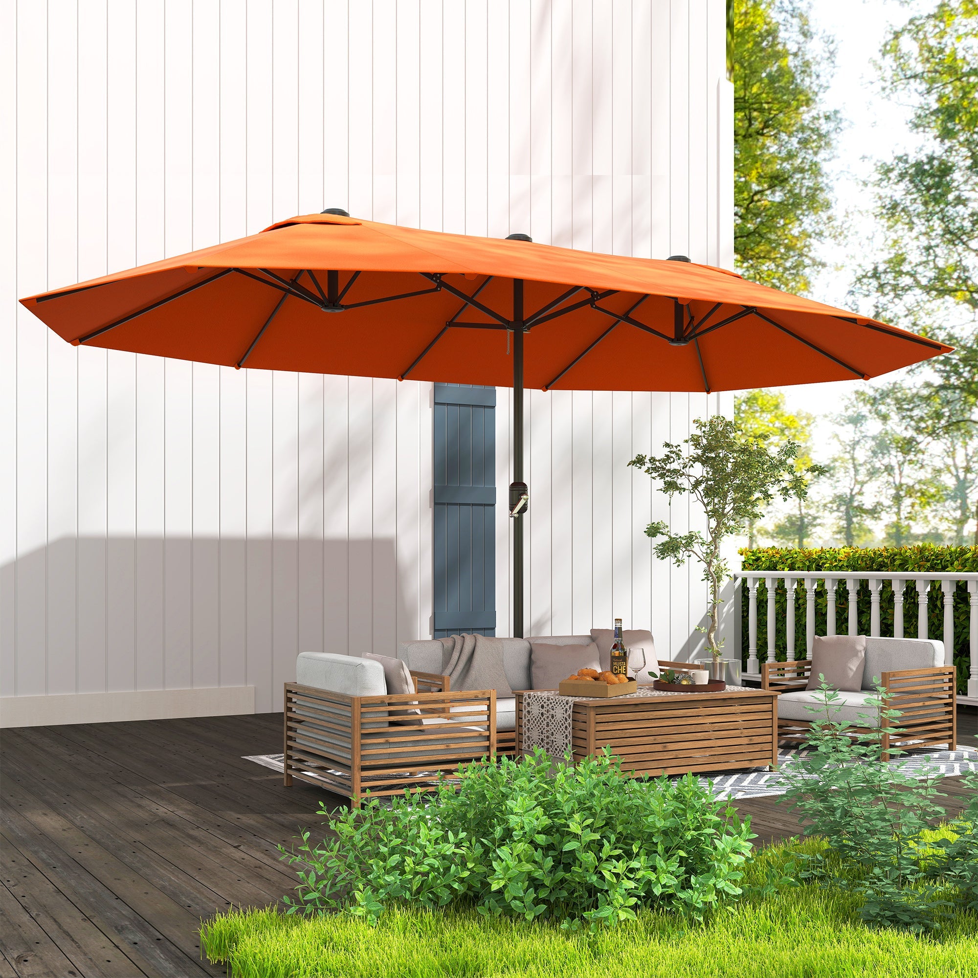 Outsunny 4.6m Double-Sided Garden Parasol - Orange 