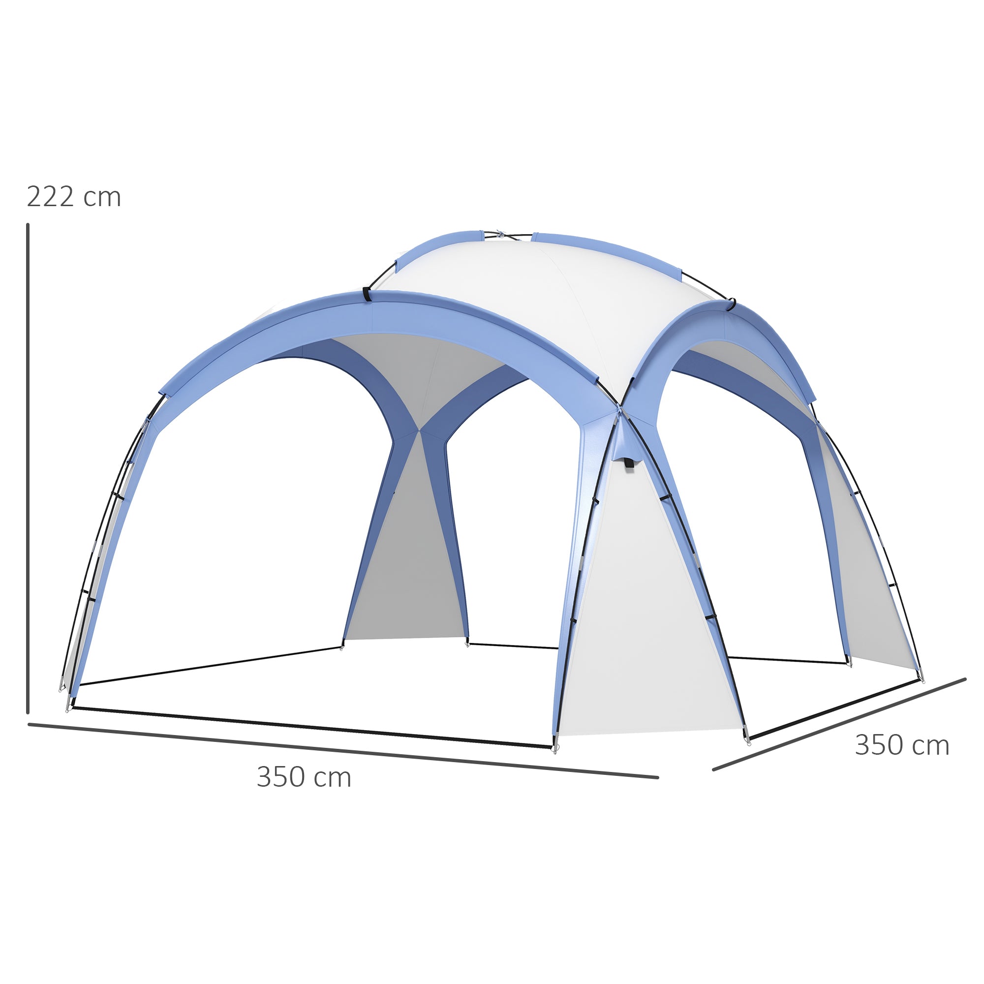 Outsunny 3.5 x 3.5M Camping Gazebo, Outdoor Event Shelter Dome Tent Garden Sun Shelter Patio Spire Arc Pavilion Camp Sun Shade, Light Blue 