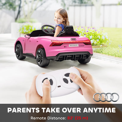 HOMCOM Audi Licensed 12V Kids Electric Ride-On, with Remote Control, Suspension System, Lights, Music, Motor - Pink 