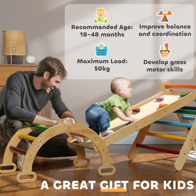 AIYAPLAY 5-in-1 Toddler Climbing Frame with Ramp, Arch, for 18-48 Months, Multicoloured 