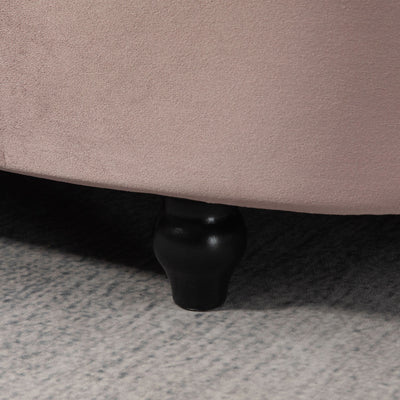 HOMCOM Semi-Circle Ottoman Storage Bench, Bed End Bench, Tufted Upholstered Window Seat Footrest Stool with Rubberwood Legs for Bedroom & Entryway, 120 x 46 x 42 cm, Pink 