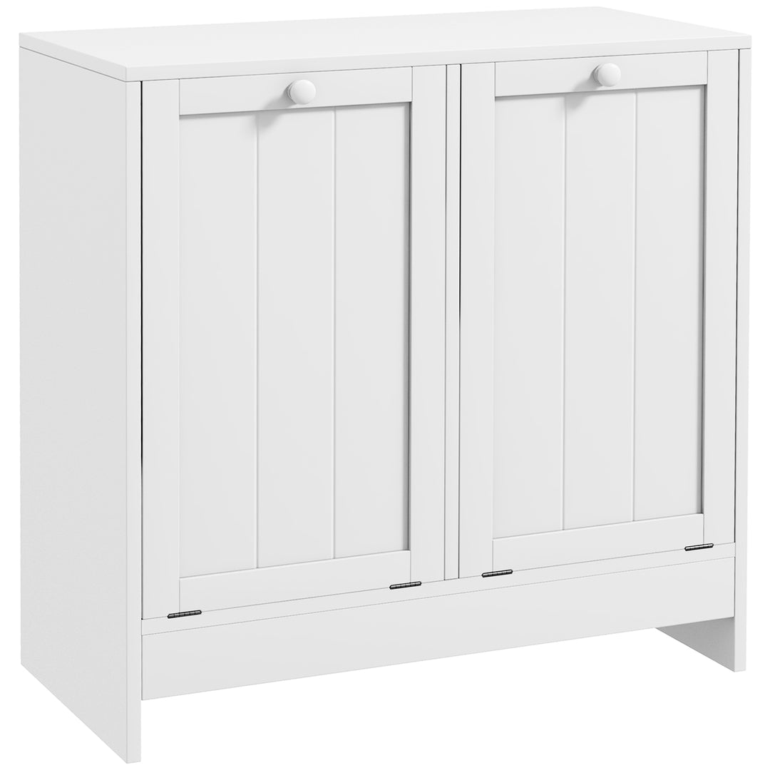 kleankin Double Hamper Laundry Storage Cabinet - White 