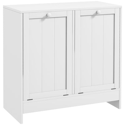 kleankin Double Hamper Laundry Storage Cabinet - White 