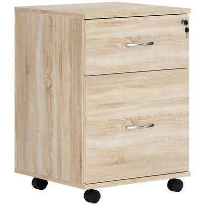 HOMCOM Two Drawer Lockable Filing Cabinet - Wood-Effect 