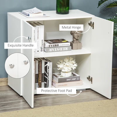 HOMCOM Storage Cabinet w/ Two Shelves Wooden Sideboard Freestanding Kitchen Cupboard Bookcase - White 