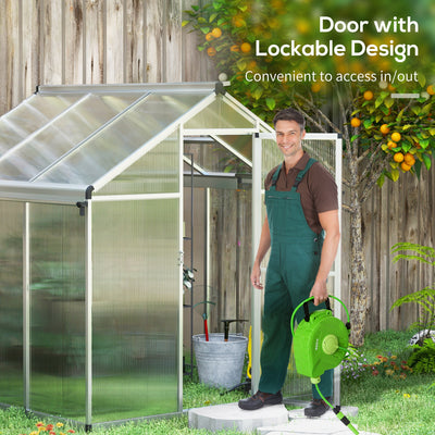 Outsunny 6 x 6ft Aluminium Frame Greenhouse, with Foundation 