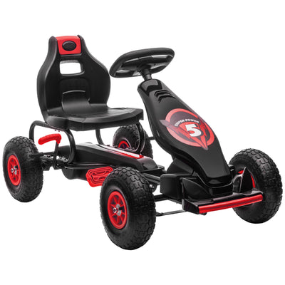 HOMCOM Kids Pedal Go Kart, with Adjustable Seat, Inflatable Tyres - Red 