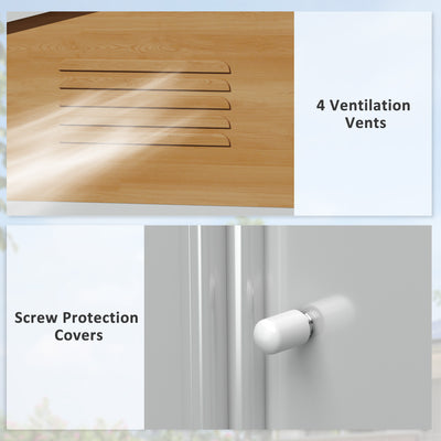 Outsunny 8 x 6ft Outdoor Garden Storage Shed, Metal Tool House with Ventilation and Sliding Doors Chocolate Wood Effect 